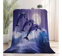 Blankets Dreamy Sherpa 220x240 cm Blanket, Dolphin Starry Sky Super Soft 3D Print Throw, Fluffy Fleece Blanket For Sofa Couch Baby For Kids Boys Girls And Adults