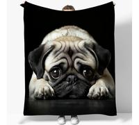 Blankets Single Size Animal Pug Pattern Sherpa Blanket Lightweight Fluffy Brown Fleece Flannel Soft Cozy Warm for Couch Bed Warming Decor 127 x 152 cm