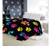 Blankets Soft CozyColor Flannel Bedding Colorful Cat Paw Prints Sherpa Fleece Blanket For Sofa Couch Living Room Bedroom King
