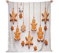 Blankets Soft Fleece Sofa Bed Christmas Gingerbread Man Star Cookies Couch Lap Throw Blanket Sherpa Bedding Plush Travel Car 130 X 150 Resistant Home Decor Gift - Machine Washable White
