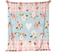 Blankets Soft Fleece Sofa Bed Floral Pastoral Fresh Couch Lap Throw Blanket Sherpa Bedding Plush Travel Car 150 X 180 Resistant Home Decor Gift - Machine Washable Peach Pink Blue