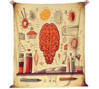 Blankets Soft Fleece Sofa Bed Retro Science Brain Elements Couch Lap Throw Blanket Sherpa Bedding Plush Travel Car 150 X 200 Resistant Home Decor Gift - Machine Washable Beige Red