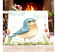 Blankets Soft Warm Throw Blanket Flannel King 180x200cm Jungle Tulips Animals Bluebirds Throws Fleece Warm Cozy Cartoon Style for Daily Office PicnicTravel Automobile Blankets