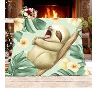 Blankets Soft Warm Throw Blanket Flannel Single 130x150cm Sloth Plant Monstera Deliciosa Floral Throws Fleece Warm Cozy Light Green for Daily Office PicnicTravel Automobile Blankets