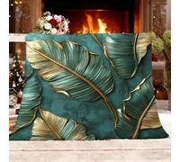Blankets Soft Warm Throw Blanket Flannel Small Single 100x130cm Relief Plants Palm Leaves Throws Fleece Warm Cozy Green for Daily Office PicnicTravel Automobile Blankets