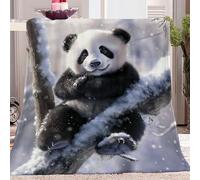 Blankets White Soft Sherpa Blanket, Cute Snowflakes Panda printing Super Soft Fleece 3D Print Throw, Fluffy Blanket For Sofa Couch Baby For Kids Boys Girls And Adults