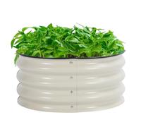 Blanketswarm 23.6 Inch Diameter Raised Garden Bed Kit,11 Inch Tall,Planter Raised Garden Boxes Outdoor with Anti Rust Paint,Metal Raised Beds for Gardening Vegetables Fruits and Flowers(Ivory White)