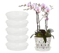 Blanketswarm 5 Pack Clear Plant Saucers 6 Inch Orchid Flower Pot Tray,Heavy Sturdy Plastic Planter Flower Pot Saucers for Indoor Outdoor Garden, Plant Water Drip Trays for Pots Base