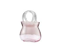 Blanketswarm Glass Bag Vase for Flowers,Hand Blown Clear Vase with Bubbles in It,Bag Glass Vase with Handles,Cute Clear Glass Flower Vases for Floral Arrangement Centerpiece Home Decor(Pink)