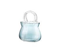Blanketswarm Glass Bag Vase for Flowers,Hand Blown Clear Vase with Bubbles in It,Bag Glass Vase with Handles,Cute Clear Glass Flower Vases for Floral Arrangement Centerpiece Home Decor(blue)
