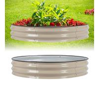 Blanketswarm Round Galvanized Raised Planter Box Kit,107x20cm Large Galvanized Raised Garden Beds Outdoor Planter Box,Round Metal Planter Box for Vegetables Flower (42.1x7.9Inch)(Ivory White)