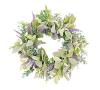 Blanketswarm Spring Wreaths for Front Door,16 Inch Classic Eucalyptus Leaves Lavender Spring Summer Garland Artificial Greenery Farmhouse Floral Wreath Flower Wreath for Wedding Home Wall Window