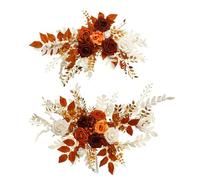 Blanketswarm Wedding Arch Flowers Pack of 2,Elegant Silk Flowers Swags Artificial Floral Swags for Wedding Arch Chair Arbor Wedding Car Reception Ceremony Backdrop Valentines Day Cakes(Orange)