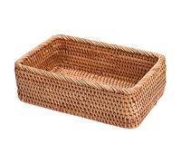 Blanketswarm Wicker Baskets for Storage Organizing, Rectangular Weaving Rattan Basket Water Hyacinth Storage Baskets for Countertop Living Room Home Decor, Brown, 9.8x6.7x3.1inch