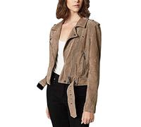 [BLANKNYC] Women's Jackets, & Luxury Clothing Cropped Suede Leather Motorcycle Jackets Comfortable Stylish Coats, French Taupe, L UK