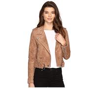 [BLANKNYC] Women's Jackets, & Luxury Clothing Cropped Suede Leather Motorcycle Jackets Comfortable Stylish Coats, Coffee Bean, M UK