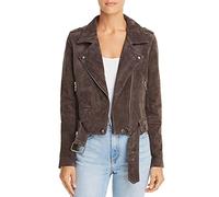 [BLANKNYC] womens Luxury Clothing Cropped Suede Leather Motorcycle Jacket - grey - S