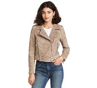 [BLANKNYC] Womens Luxury Clothing Cropped Suede Leather Motorcycle Jackets, Comfortable & Stylish Coats, Sand Stoner, XS