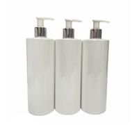 Blanks Direct Dispenser Pump Bottle Mrs Hinch Customisable DIY 500ml Refillable PET Plastic White Grey Black Bathroom Hand Lotion Soap Bottle Silver Pump (White, 2)