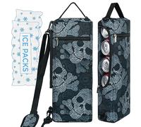 BLantt Golf Cooler Bag Plus Ice Pack Soft Sided Insulated Cooler Bag- Holds 6 Pack of Cans or 2 Wine Bottles - Grey Camo Golf Beer Sleeve Black Fits Discreetly in Golf Bags