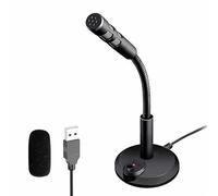 Blapsuro USB Computer Microphone,Plug and Play Desktop PC Laptop Microphone with Mute Button and LED Indicator for Streaming,Podcasting,Recording,Gaming,Skype,YouTube Mic for Mac or Window Black.