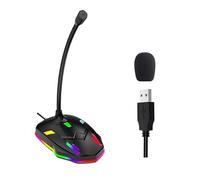 Blapsuro USB Computer Microphone with Mute Button&RGB Glowing Light Compatible with PC Laptop Desktop Win/Mac PS4/5,Play&Plug Gooseneck Microphone,Ideal Condenser Mic for Game,Podcast,Vocal,YouTube-M9