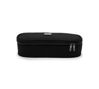Blasetti One Color Strong Round Black Pencil Case - Durable and Practical, 900D Oxford Polyester, Double Zip, Elegant Design, 22.5 x 10.5 x 6 cm, Black, Modern