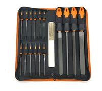 BLASHRD 17Pcs Alloy Steel File Set with Carry Case, Precision Flat/Triple-Cornered/Half-Round/Round Large File and 12Pcs Needle Files, Soft Rubbery Handle, Shaping Tool