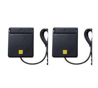 BLASHRD 2X USB Smart Card Reader Atm Bank Tax Declaration Ic Card ID Card Smart Card Reader(Black)