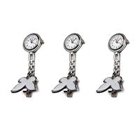 BLASHRD 3X Nurses Clock Heart Rate Monitor Pocket Watch Quartz Butterfly Motive White