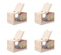 BLASHRD 4X Parakeet Nesting Box Transparent Bird House for Cage Wood Breeding Box for Parrot Parakeet Cockatiel Lovebirds