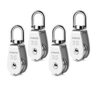 BLASHRD M25 Single Pulley Snatch Block Lifting Crane Heavy Duty Swivel Hook 304 Stainless Steel, 1/4In Rope, 330 Lbs Load (4PCS) Easy Install