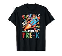 Blast Into Pre-K Back To School Student Riding Rocket T-Shirt
