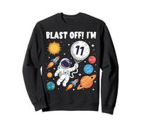 Blast Off I'm 11 Years Old 11th Birthday Spaceship Astronaut Sweatshirt