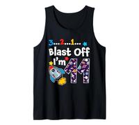Blast Off I'm 11 Years Old 11th Birthday Spaceship Astronaut Tank Top