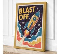 Blast Off Retro Canvas Wall Art Print 18x12 Inch