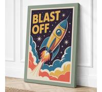 Blast Off Retro Canvas Wall Art Print 24x16 Inch