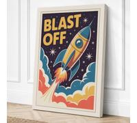 Blast Off Retro Canvas Wall Art Print 24x16 Inch