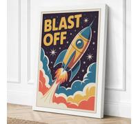 Blast Off Retro Canvas Wall Art Print 24x16 Inch