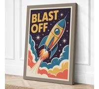 Blast Off Retro Canvas Wall Art Print 36x24 Inch