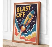 Blast Off Retro Canvas Wall Art Print 36x24 Inch