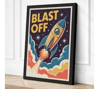 Blast Off Retro Canvas Wall Art Print 36x24 Inch