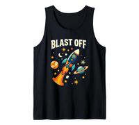 Blast Off Ship Travel Cosmic Space Rocket Adventure Galaxy Tank Top