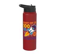 Blast Off to 100 Days of School Outer Space Traveler Rocket Stainless Steel Insulated Water Bottle