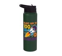 Blast Off to 100 Days of School Outer Space Traveler Rocket Stainless Steel Insulated Water Bottle