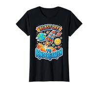 Blast Off to Kindergarten First Day of School Value Graphic T-Shirt, Women, Black, S