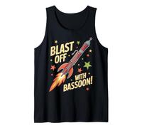 Blast Off with Bassoon Retro Rocket Design Tank Top