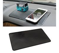 BLAU GRUN Car Dashboard Anti-Slip Rubber Pad, 10.6''x 5.9'' Universal Non-Slip Car Magic Dashboard Sticky Adhesive Mat for Phones Sunglasses Keys Electronic Devices and More Use (Black/Grid)