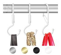 Blau Marité 6-Pack Twisted S-Shaped Hooks with Safety Buckle - Heavy-Duty Anti-Drop Hangers for Handbags, Tote Bags, and Briefcases - Fits Bars up to 1.2 inches in Diameter - White