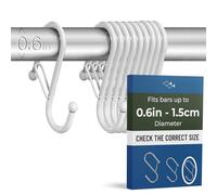 Blau Marité Anti Drop S Hooks 10 Pack with Safety Buckle Heavy Duty Metal for Bars up to 1.5cm Thick Kitchen Bathroom Organizer for Utensils Towels Plants Tools Secure Hanger White Small